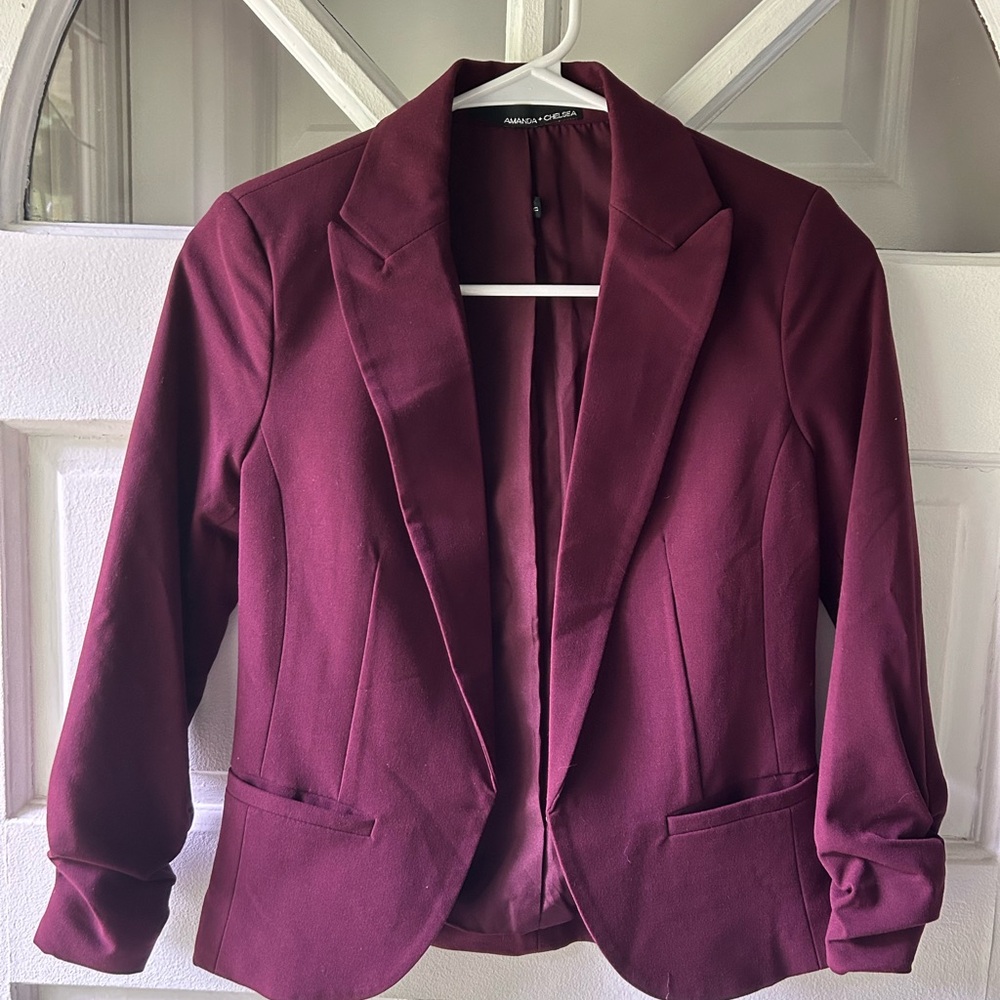 Amanda & Chelsea Red Blazer Structured Suit Jacket